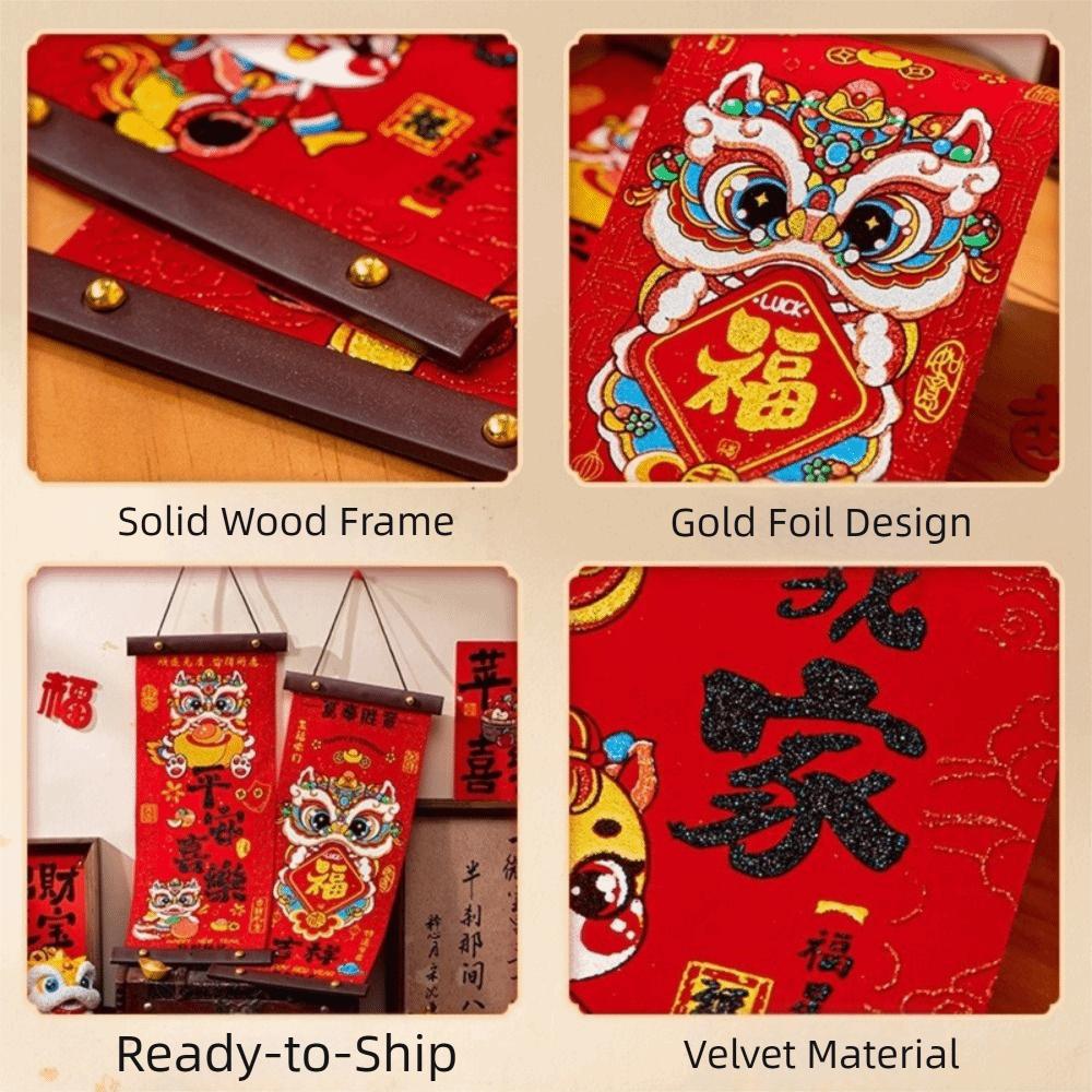 1 Pair Traditional Spring Festival Couplets Velvet Wall Art Pendant Window