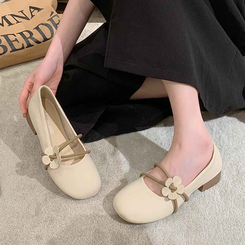 JX flat-soled single shoes gentle shoes new grandma shoes with skirt one pedal Mary Jane Doudou shoes