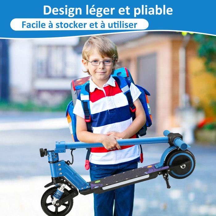 Trottinette électrique Enfants Avec Amortisseurs- Néons colorés - 130W - Pliable Scooter - écran LCD - aux 6-12 ans - Bleu