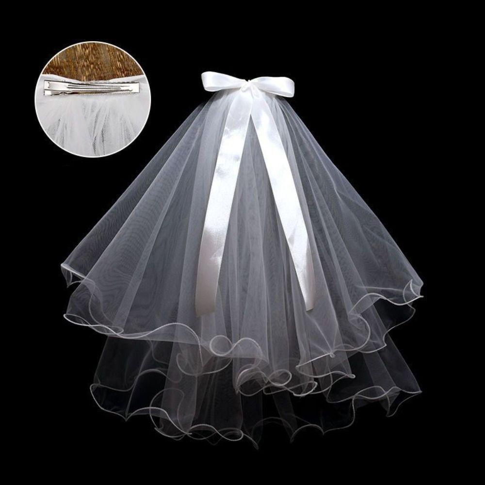 Flower Marry Veil Pearl Wedding Gauze Simple Bride Head Gauze Women