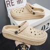 Trendy Men's Hole Shoes Embossed Printed Sandals Men's Breathable Sandals Men's Slippers Home Wear Half Tray