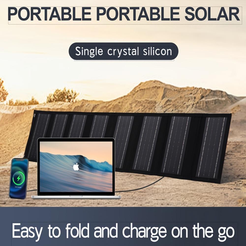 Складное солнечное зарядное устройство мощностью 60 Вт с высоким коэффициентом преобразования, подходит для мобильных телефонов, iPhone, iPad, ноутбуков, кемпинга и поездок на автодоме