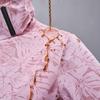 Women Jacket Outdoor Windbreaker Single-layer Waterproof Leaf Print Breathable Long Sleeve Hooded Zipper Pockets Zip Up