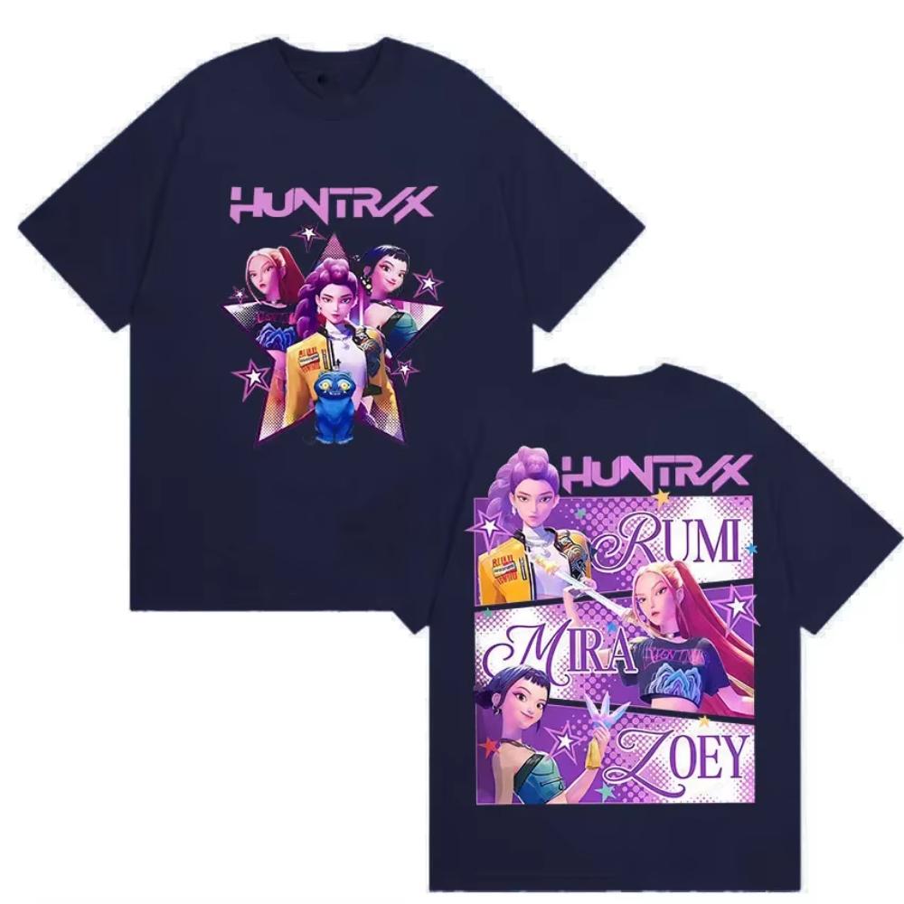 K-pop Охотники на демонов Руми Мира Зпей 2025 Фильм Графическая футболка Мужская Женская Харадзюку Высокое качество Оверсайз Хлопковые футболки Уличная одежда