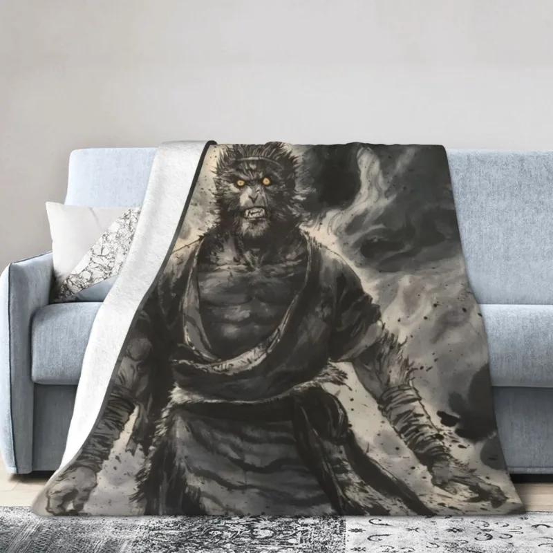 WUKONG Фланелевое одеяло Король обезьян Укун Уютное теплое для дивана, спальни и путешествий Идеальный подарок на Хэллоуин, Рождество, дни рождения