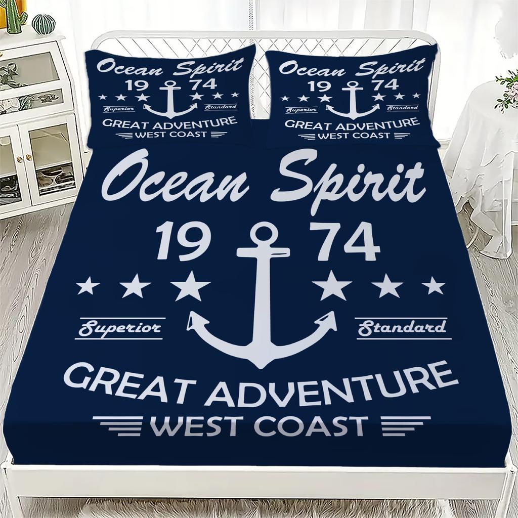New Nautical Ocean Anchor Bedding Sets Ocean Spirit Bed Sheet Set Queen Single Size Bed Linen with Pillowcase Teens Boys Gift