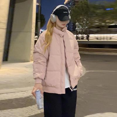 Зимнее теплое женское однотонное утепленное пальто с воротником-стойкой