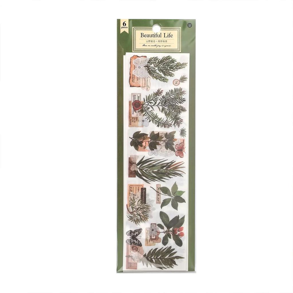 Journamm 6pcs/pack Vintage Plant Sticker Scrapbooking Materials DIY CUT Decor Junk Journal Planner Aesthetics Sticker Stationery