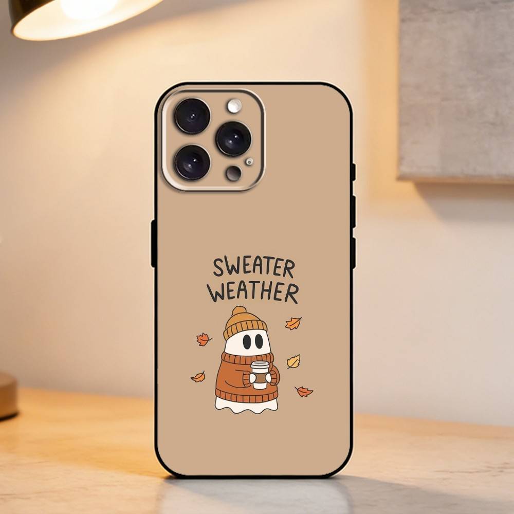 P-Playful G-Ghost Phone Case For iPhone 17,16,15,14,13,12,11 Plus,Pro Max,XS,Soft Silicone Black Cover