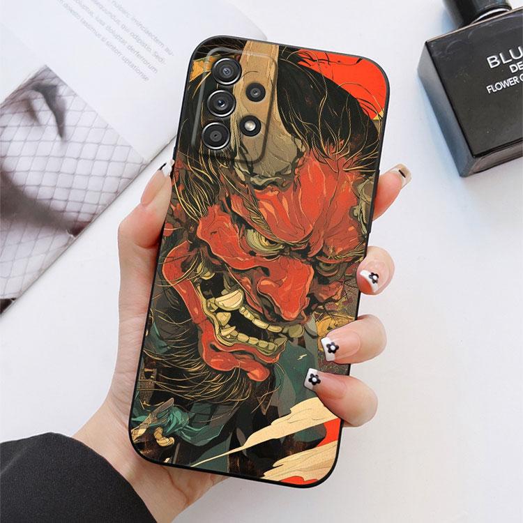 Чехол для телефона Самурайский Призрак Ханья Укиё-Э Маска Для Samsung S24 FE S25 Ultra A03 A04 A05 A06 A12 A13 A16 A26 A35 A36 A56 A55 Чехол