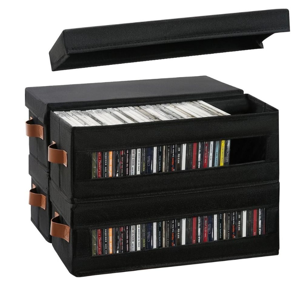 Visible Window Stackable CD Case with Handles CD Holder Premium CD Storage Box Audio Collection