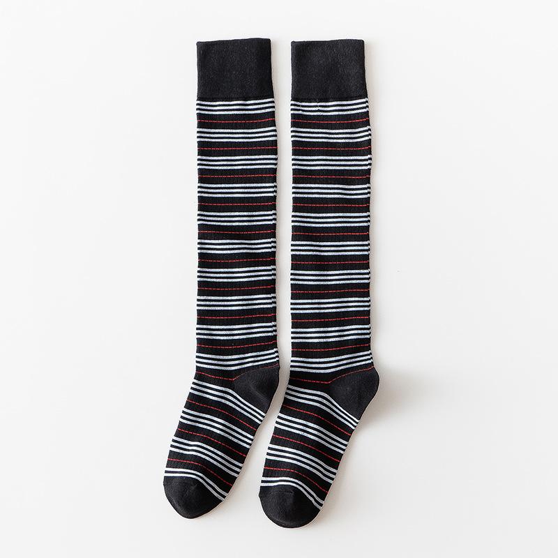 Женская весна и осень, личность, полосатый хлопок, стиль преппи, мило, все с гольфами до колена