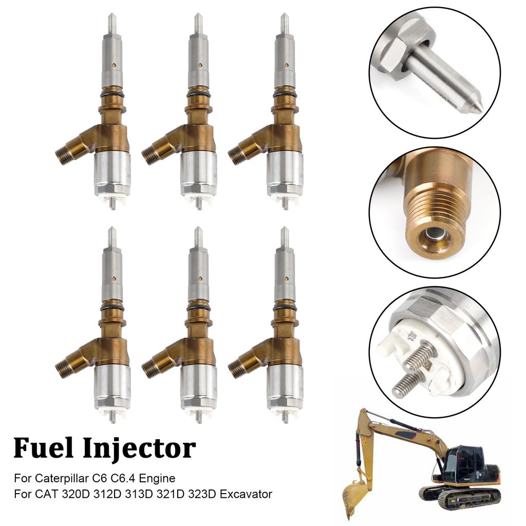 6PCS Fuel Injectors 3264700 Fit for Caterpillar C6 C6.4 Fit for CAT 320D Excavator