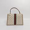 [Pre-Owned] Ophidia Logo Stripe Web Metal Lock Canvas And Leather Shoulder Crossbody Bag Small - Excellent #1T85GA2