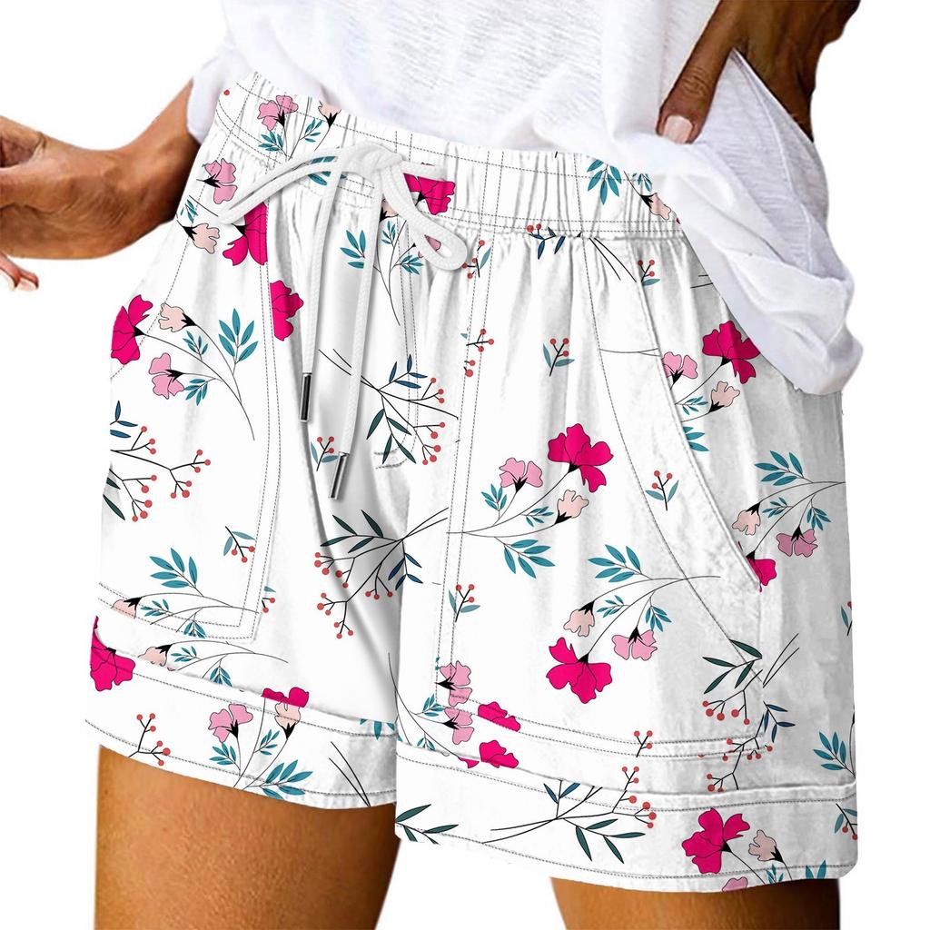 Women's Casual Summer Elastic Beach Shorts Print Casual Shorts