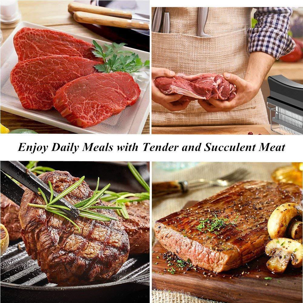 Meat Tenderizer with 48 Stainless Steel Needle Blades Meat Tenderizing and Marinate Tool Kitchen