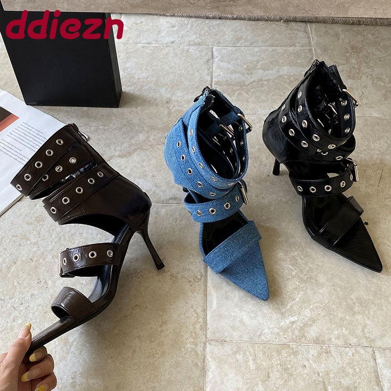 Fashion Fashion Open Toe Modern Women Ankle Boots With Thin Heels Shoes Female Ankle Buckle Footwear Ladies Heeled Sandals Booties Shoes