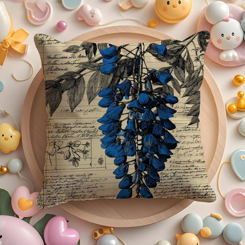 Wisteria Magazine Print Pillow Case Soft Plush Fabric DoubleSided Printed Cushion Cover Warm Winter Sofa Pillow Case