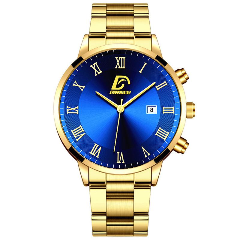Fashion Mens Gold Stainless Steel Watches Men Business Casual Watch Luxury Calendar Quartz Wristwatch