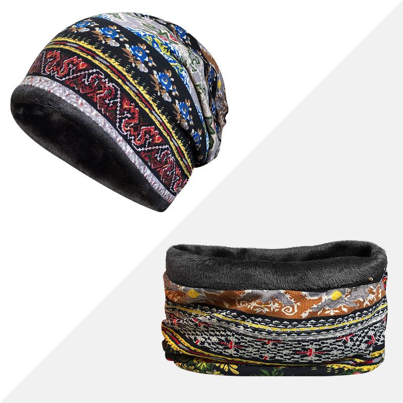 Spring/Summer/Autumn Thin Cotton Floral Print 6-Panel Pullover Beanie Women's Breathable Sun-Protective Scarf Dual-Use