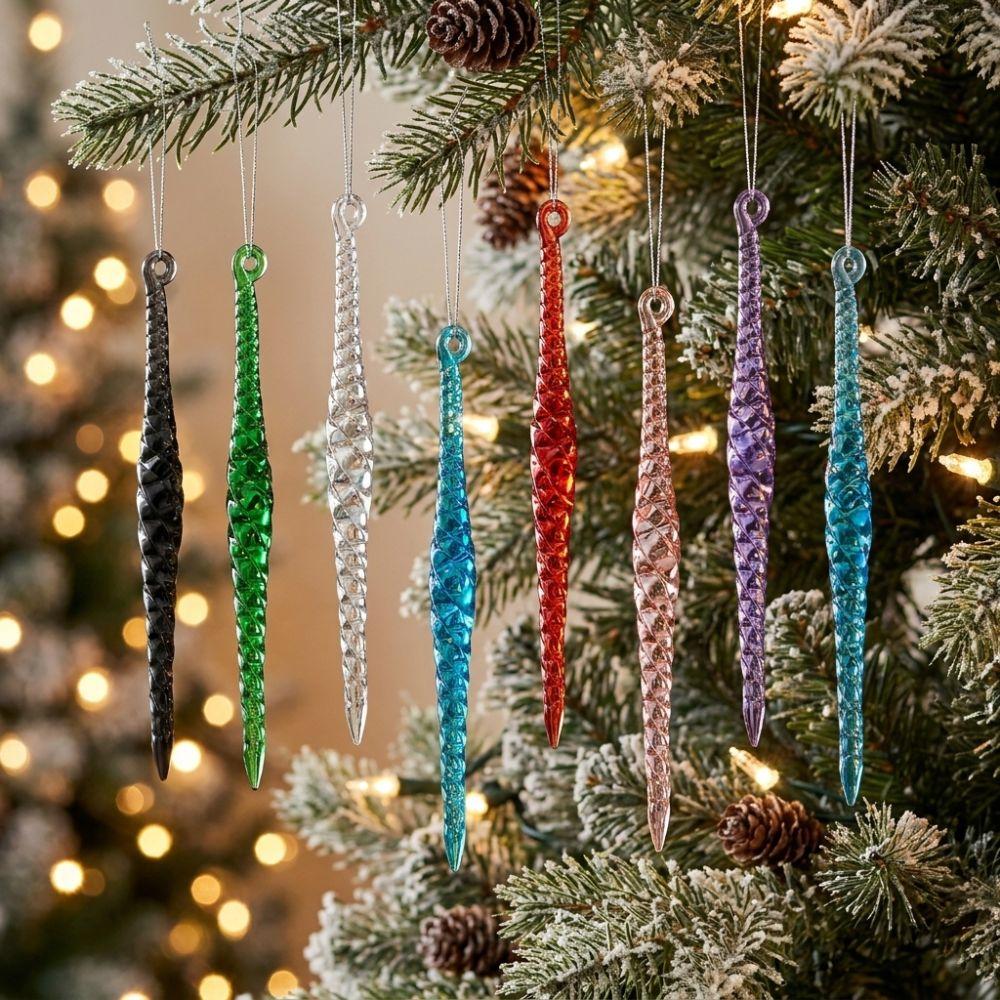 12Pcs Twisted Water Drop Christmas Icicle Pendants Set Xmas Tree Hanging Decor Holiday Festive
