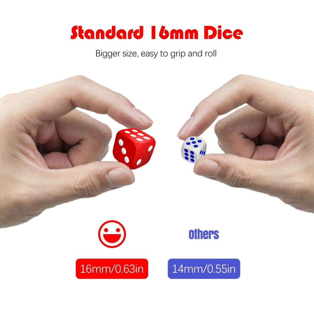6 Sided Dice Set,50 Pieces 16mm/0.62in Opaque Acrylic Game Dice For Board Games, Dice Games, With Free A Velvet Pouch, 10 Colors