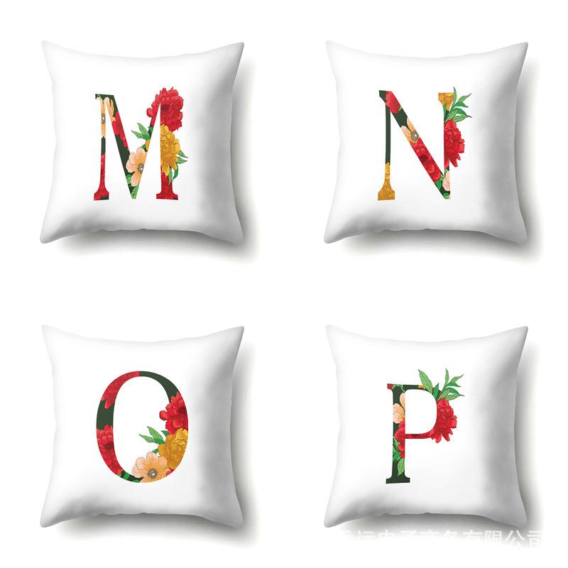 Полиэстеровая наволочка Акварельные цветы Принт для украшения автомобиля 26 английских букв Домашняя наволочка для подушки