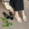 Летние классные тапочки с квадратной пряжкой для женщин, домашние, нескользящие, прямые тапочки, модные и универсальные классные тапочки
