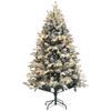Artificial Christmas Tree 180cm LED Lights 793 Snow-Covered Branches Highly Realistic Foldable Steel Stand Green