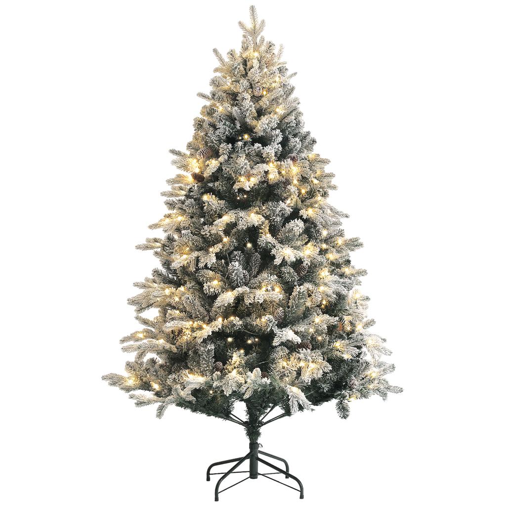 Artificial Christmas Tree 180cm LED Lights 793 Snow-Covered Branches Highly Realistic Foldable Steel Stand Green