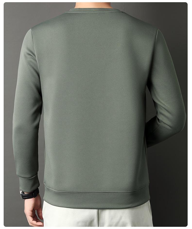 2025 Men's Fleece-Lined Casual Round Neck Warm Sweatshirt Long Sleeve T-shirt Winter Collection