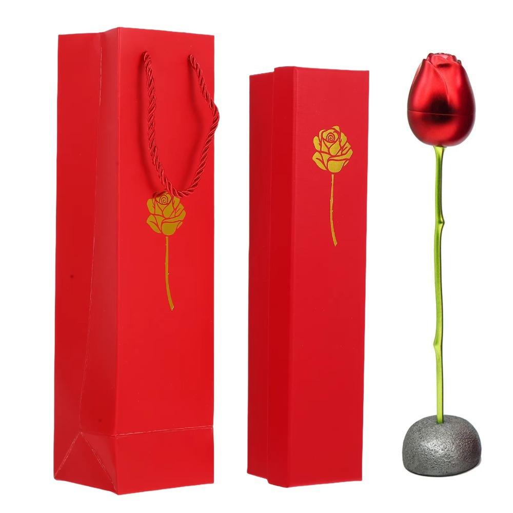 Романтичная шкатулка для хранения украшений, красная подарочная витрина, простая имитация розового кольца, шкатулка ко Дню святого Валентина