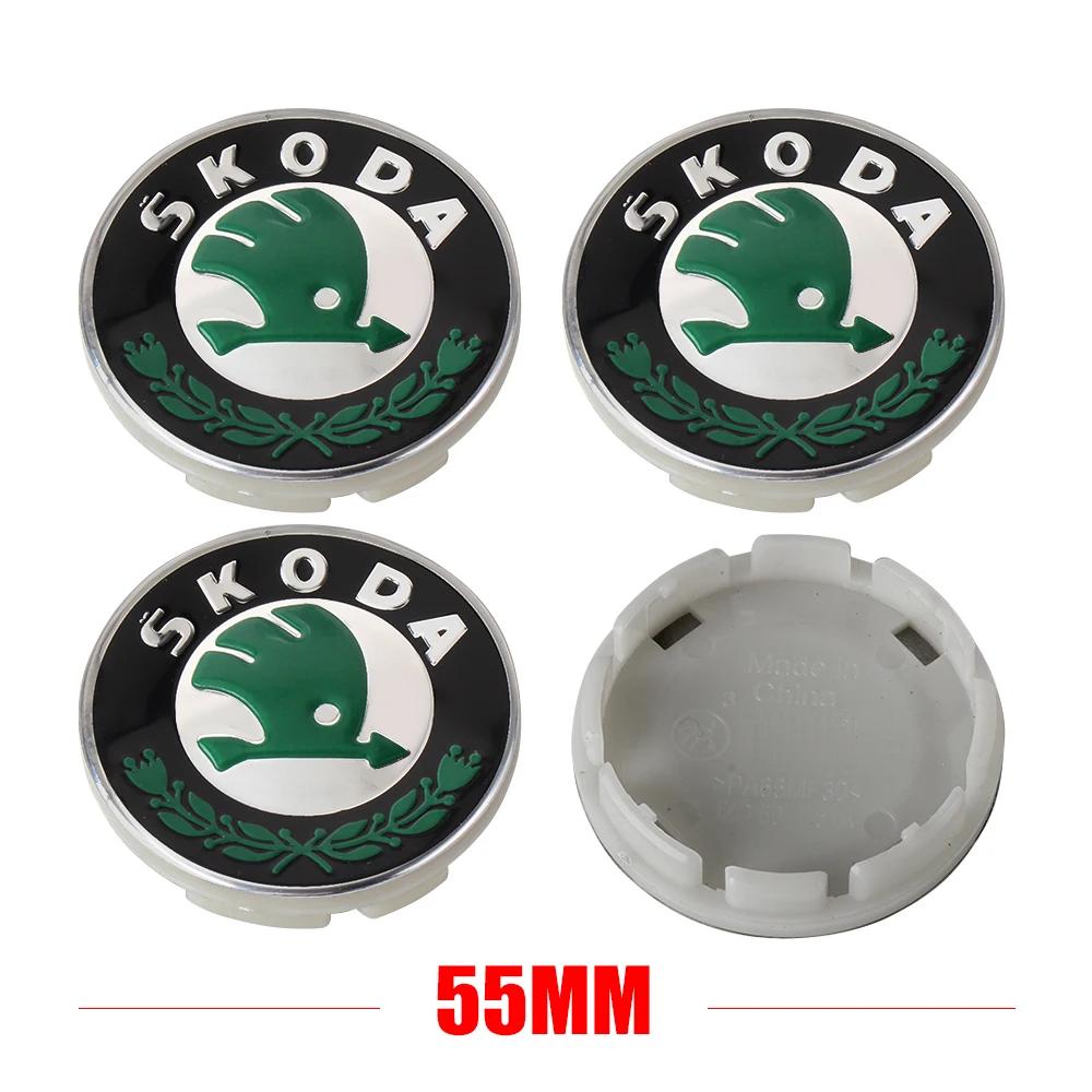 Car Sticker 2025 Hot 4pc 55mm 65mm Car Original Wheel Center Cover Hub Cap Emblem Replacement For Skoda Octavia Fabia Rapid Yeti