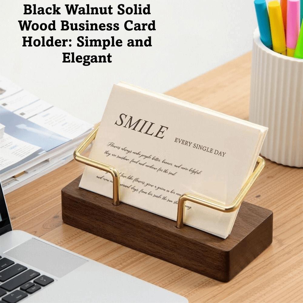 Walnut Wood Wooden Card Holder Tabletop Shelf Cards Display Stand Home Office Supply