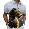 Lion 3d Print Zipper Polo Shirts Mens Sportwear T Shirt Animal Pattern Short Sleeve Summer Polos Top Men