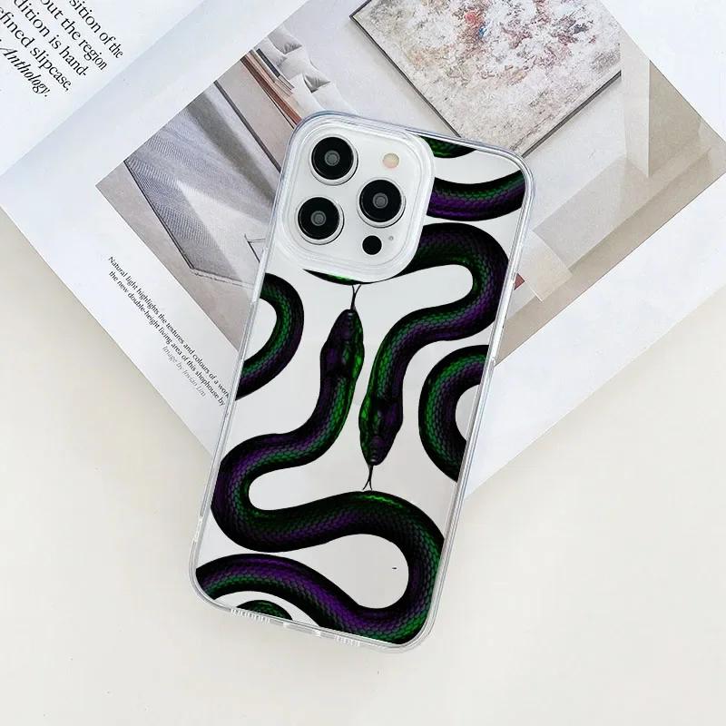 Роскошный прозрачный чехол Золотая Змея для IPhone 16 12 14 13 11 Pro Max Mini X XR XS 15 8 Plus Чехол Дракон Fundas для IPhone 13 Чехол