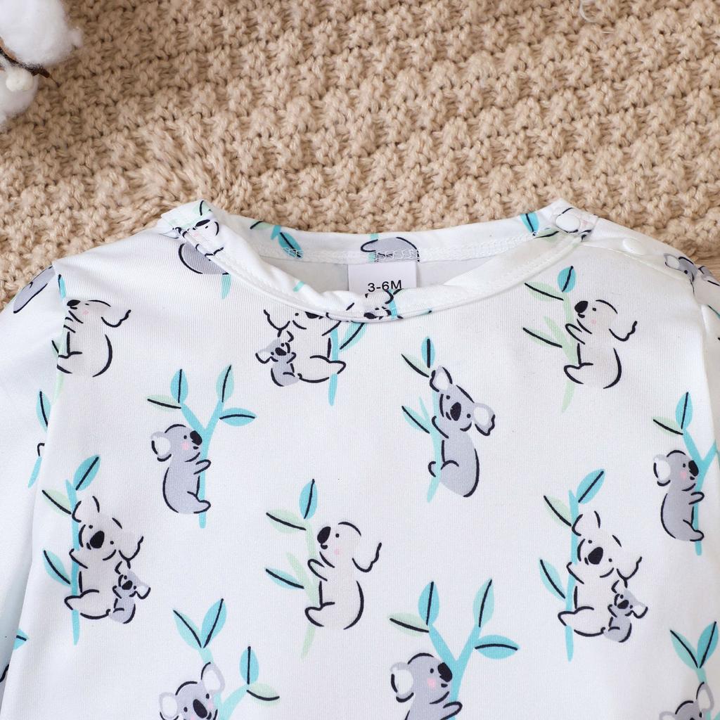 Baby Rompers Baby Clothes Spring Fall Cartoon Animal Koala Long Sleeve Single Breasted Baby Jumpsuits Soft Baby Playsuits 0-18M