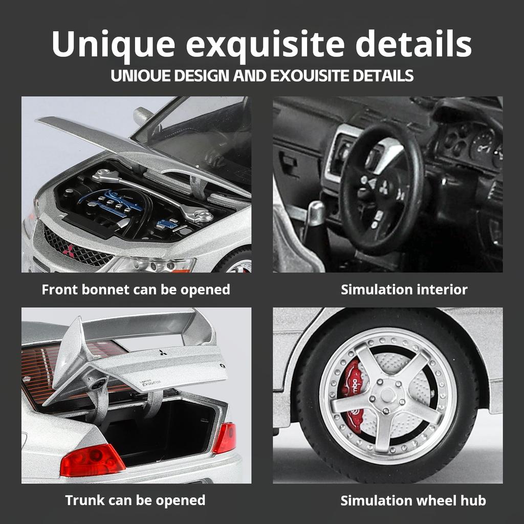 Official authorized 1:24 Mitsubishi EV09 Street Edition Alloy car Model Toy car Sound&light toy car boys Gift collectibles