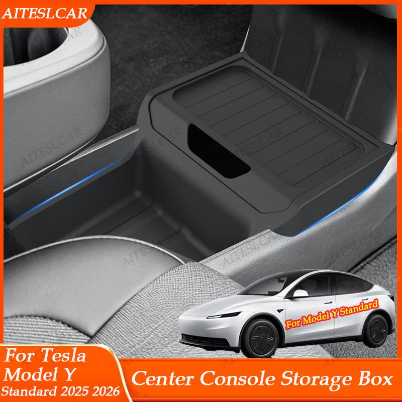 For Tesla Model Y Standard 2025 2026 Center Console Storage Box Center Console Trays Car Storage Box Storage Box Accessories