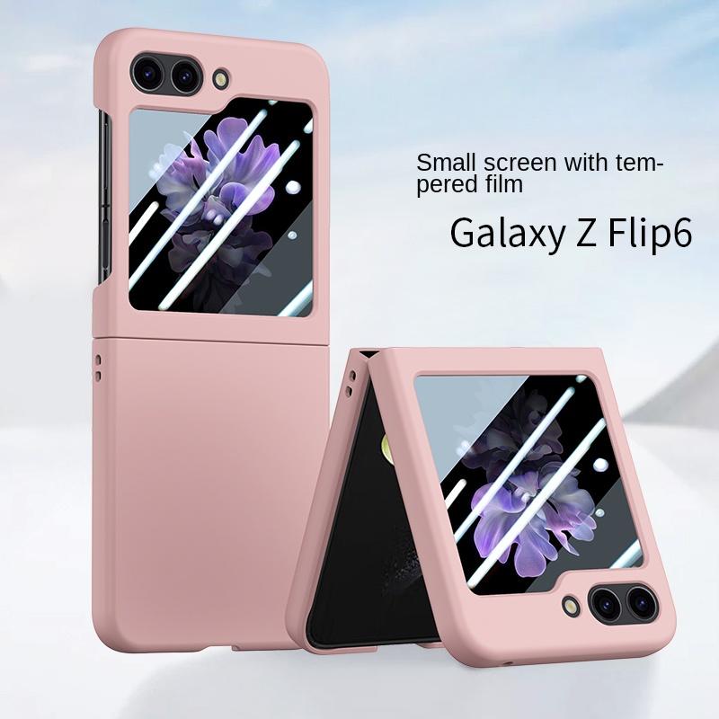 Пластиковый защитный чехол из стекла с эффектом кожи для Samsung Galaxy Z Flip 6 5 Flip6 Flip5 5G, жесткий защитный чехол