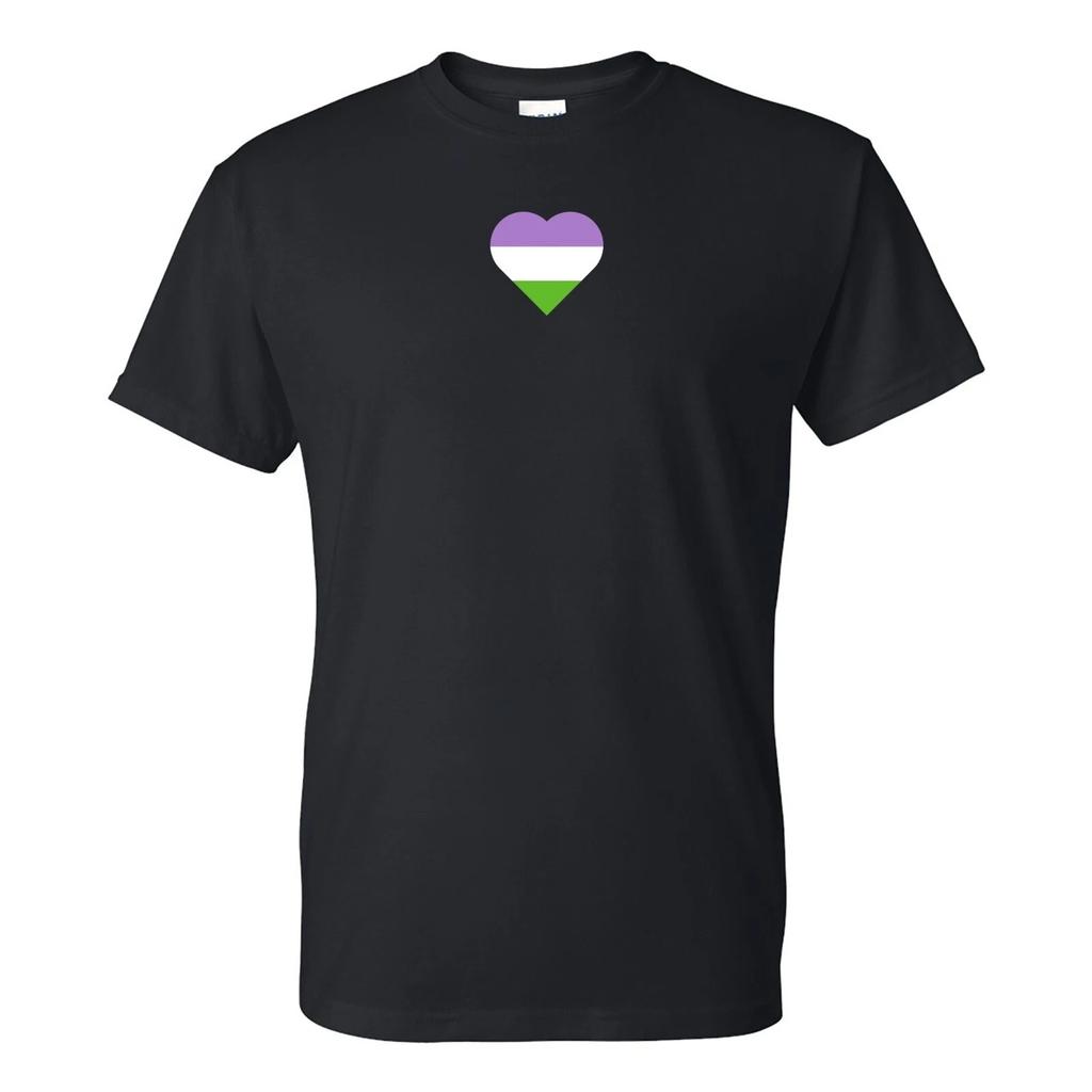 Genderqueer Pride Flag Heart - Pride Month LGBTQIA Love Identity T Shirt - Black