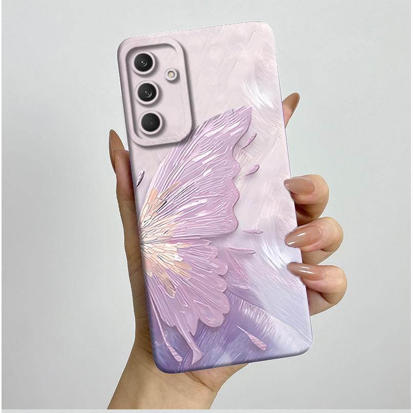 Чехол для телефона Samsung Galaxy M35 5G Бампер Силиконовый Ударопрочный Красивый Чехол с Бабочками и Цветами для Galaxy M 35 M55 Funda