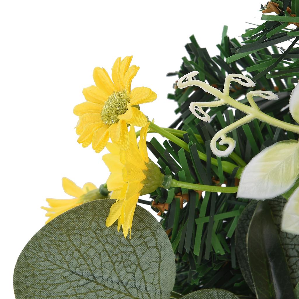 Spring Lemon Wreath Artificial Lemon Teardrop Wreath with Peony Flowers Green Leaves Decorative