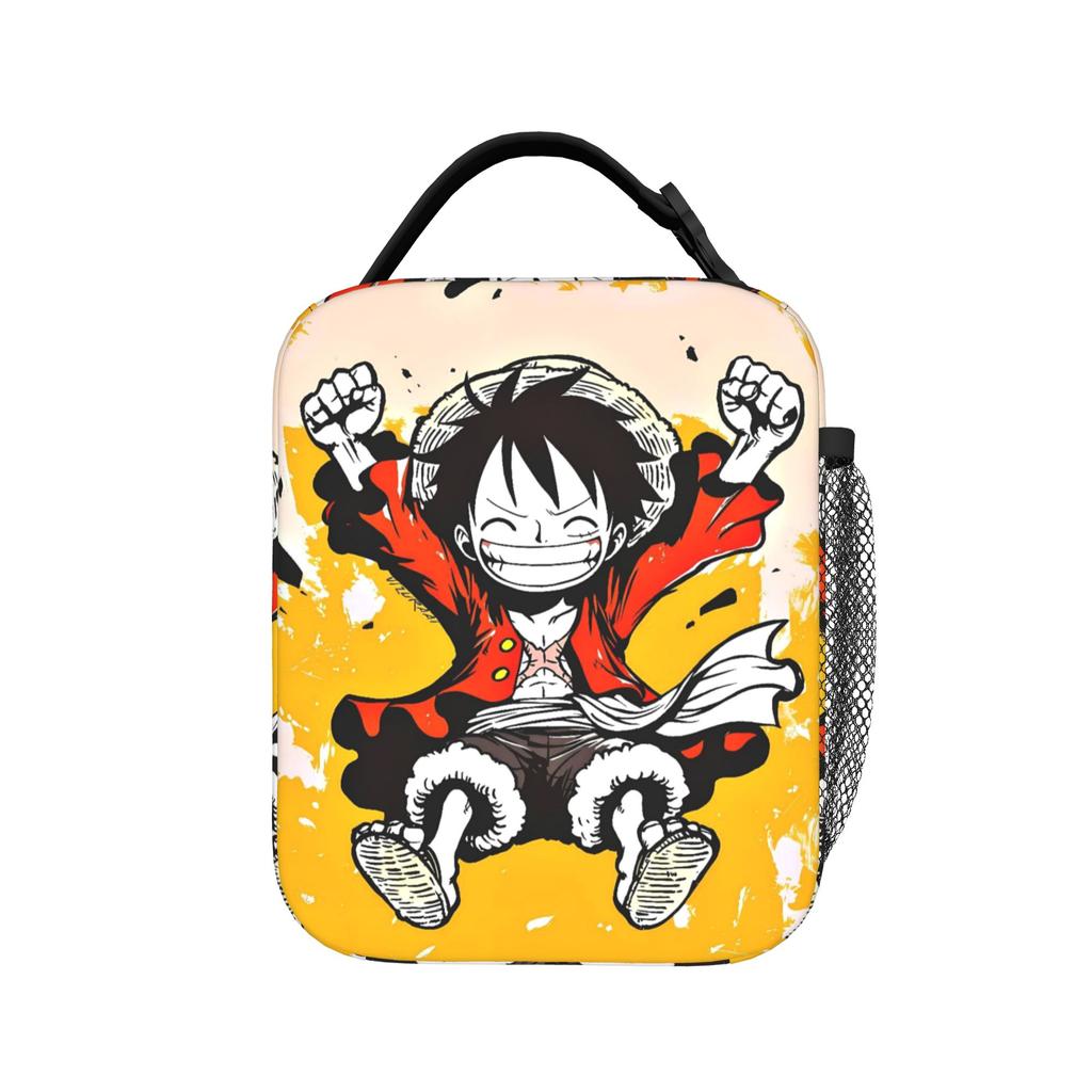 Grunge Luffy Graphic One Piece Lunch Bag Office Lunch Box For Child Fun Print Tote Food Bags Waterproof Portable Cooler Bag