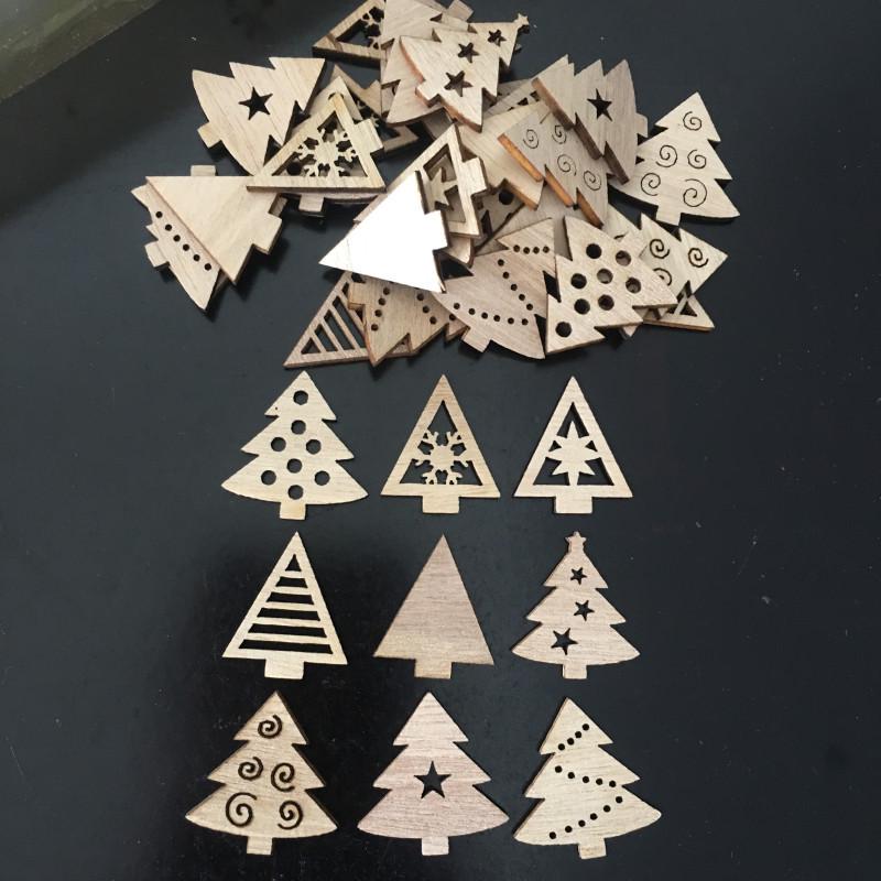 Eco-Friendly Vintage Christmas Ornaments - Creative Cartoon Wood Chip Design