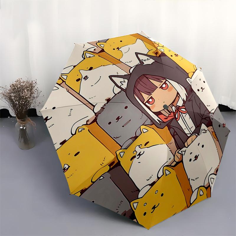 1pc Cute Cat Print Automatic Folding Umbrella, Portable Tri-Fold Design with Iron Frame, Perfect for Fans, Travelers, Daily Use, and Gifts!X024