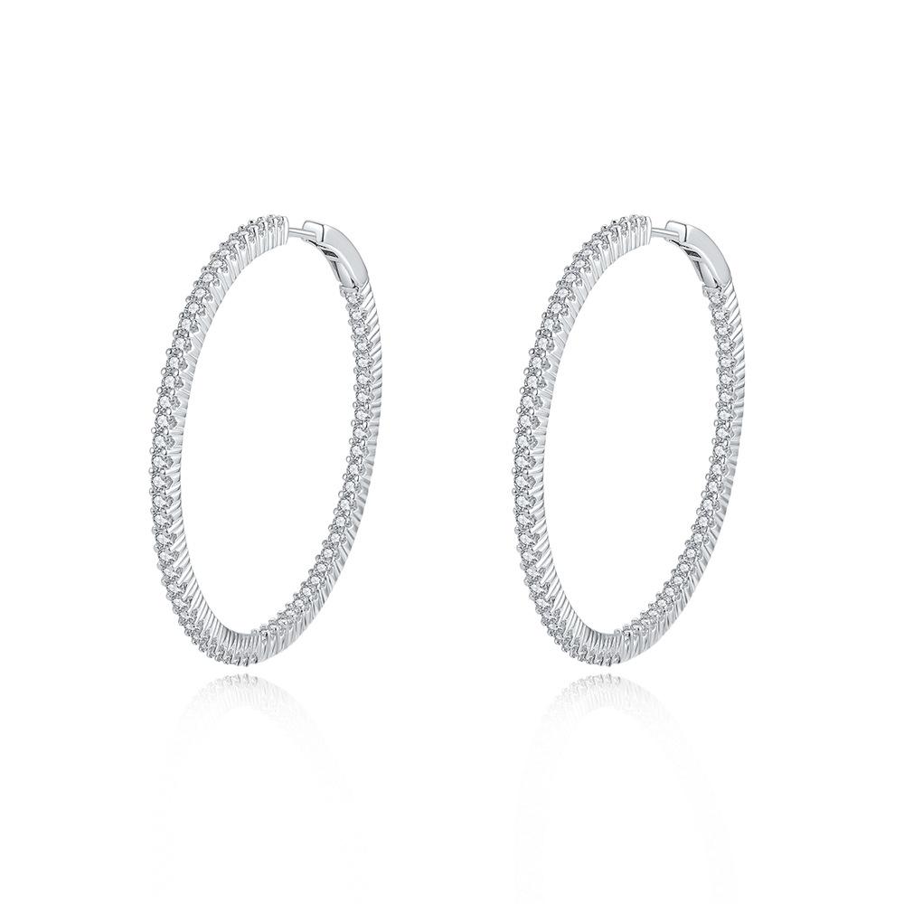Large Hoop Earrings Manufacturer Circle Cubic Zirconia Hoop Earrings S925 Silver New European American Women Earrings