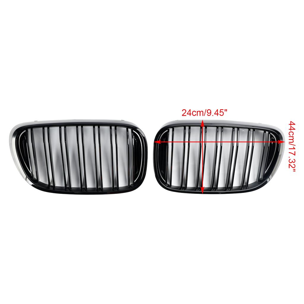 Black 2 Slat Front Kidney Grill Grille Fit BMW 7 Series G11 G12 2016-18 Pre-LCI