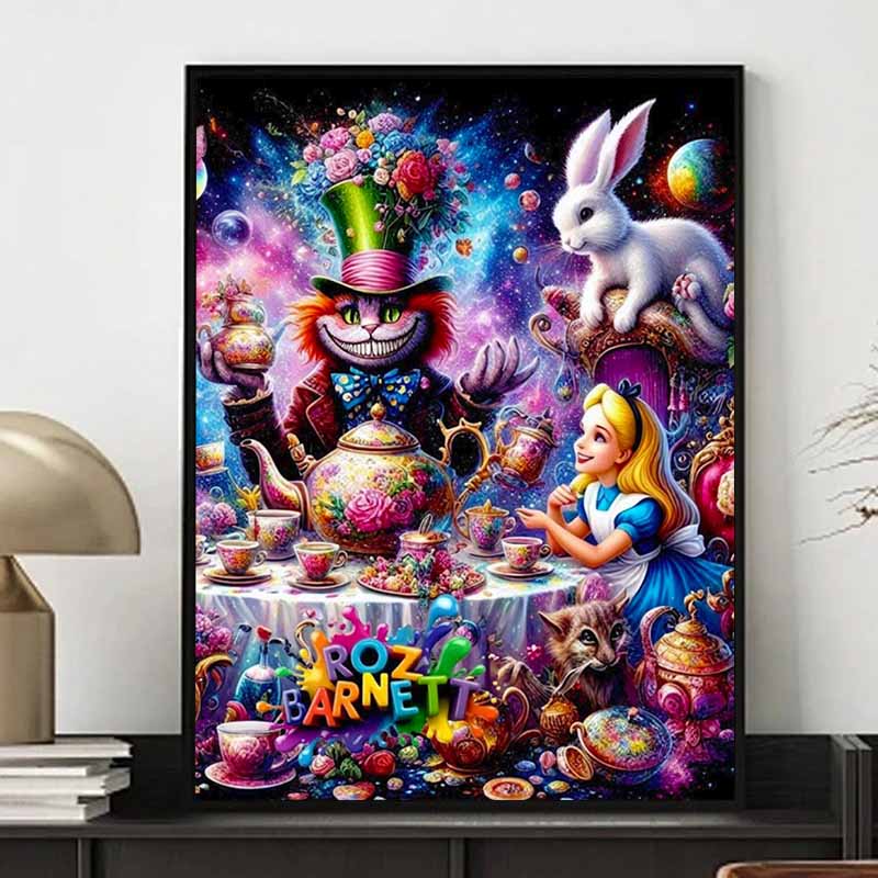 Disney 5D DIY Алмазная живопись Алиса в Стране чудес Безумное чаепитие Психоделическая иллюстрация Вышитая мозаика Вышивка крестом Домашний декор Подарок Поделка