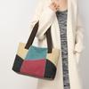 Новая женская сумка через плечо из сращенного холста, вместительная, портативная сумка-мессенджер, повседневная сумка в этническом стиле, контрастного цвета